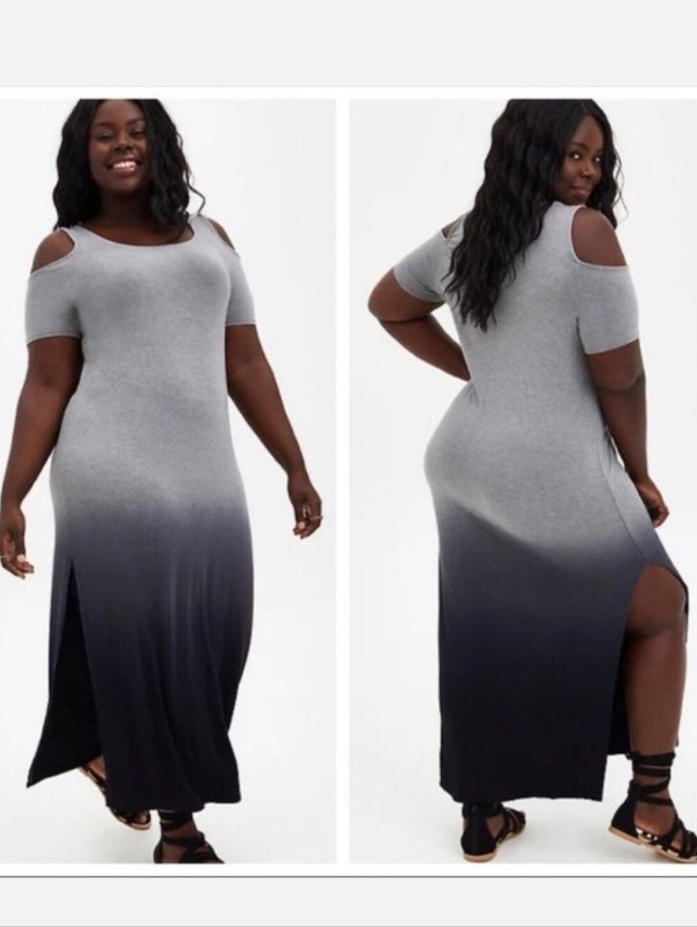 Torrid Ombre Cold Shoulder Maxi Dress 2 2X